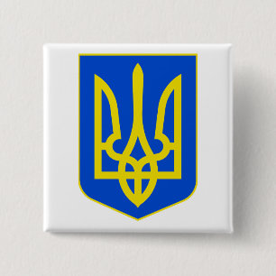 Staatswappen der Ukraine Goldener Dreizack Fine Ar Button