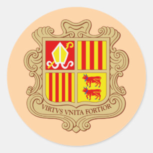 Staatswappen von Andorra Historische Co-Prinzipali Runder Aufkleber