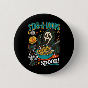 Stab-a-loops Horror Cereal Box Halloween Killer Br Button