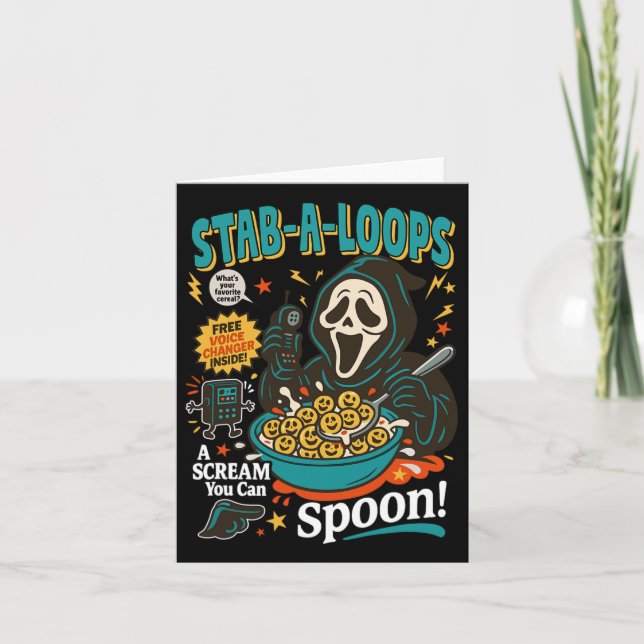 Stab-a-loops Horror Cereal Box Halloween Killer Br Karte (Vorderseite)