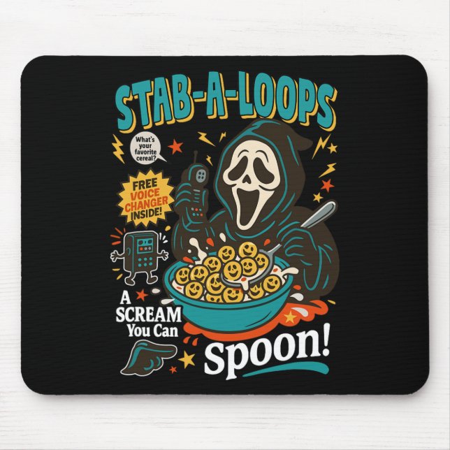 Stab-a-loops Horror Cereal Box Halloween Killer Br Mousepad (Vorne)