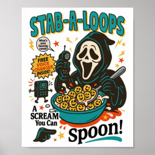 Stab-a-loops Horror Cereal Box Halloween Killer Br Poster
