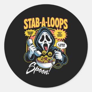 Stab-a-loops Horror-Cerealien-Schachtel Halloween Runder Aufkleber