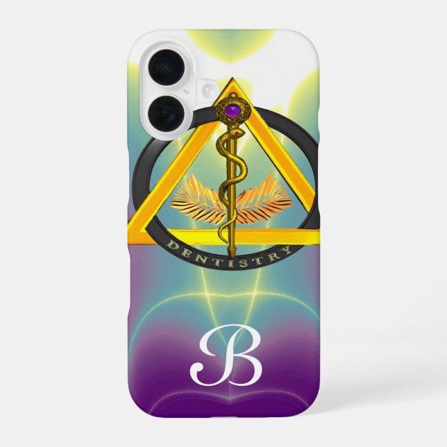 STAB DES ASKLEPIOS ZAHNARZT ZAHNHEILKUNDE MONOGRAM iPhone 16 HÜLLE (Rückseite)