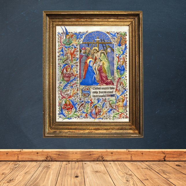 Stabat Mater Dolorosa Crucifix Mittelalterliches M Poster (Stabat Mater Dolorosa Crucifix Medieval Manuscript Catholic Christian Lent Poster)