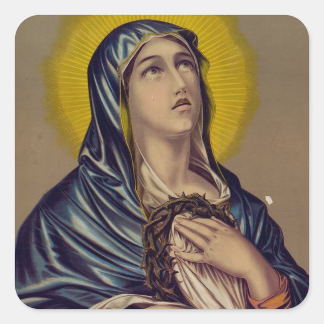 Stabat Mater unsere Lady der Trauern Quadratischer Aufkleber (Vorderseite)