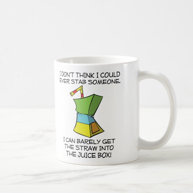 Stabbing Juice Boxes Funny Mug Tasse (Rechts)
