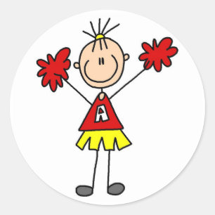 Stäbchen-Figur Cheerleader T-Shirts und Geschenke Runder Aufkleber