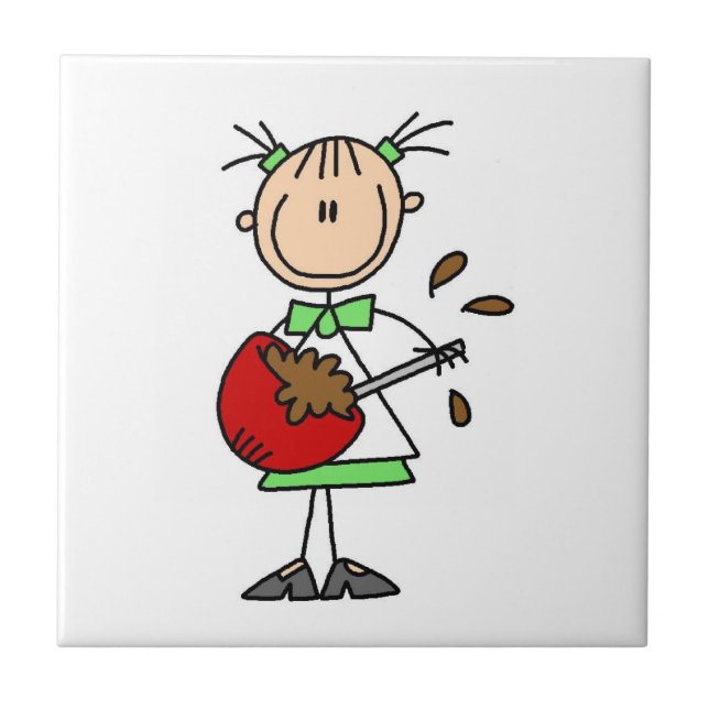Stäbchenfigur-Bäcker mischt Teig Fliese (Vorderseite)