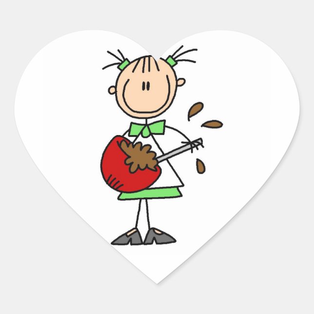 Stäbchenfigur-Bäcker mischt Teig Herz-Aufkleber (Vorderseite)