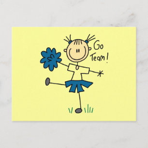 Stäbchenfigur Cheerleader Go Team TShirts und Gesc Postkarte