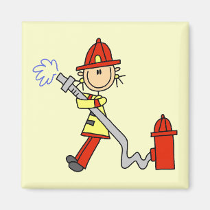 Stäbchenfigur Feuerwehrmann mit Schlauch Magnet