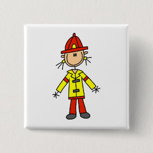 Stäbchenfigur-Feuerwehrmann-T-Shirts und Geschenke Button