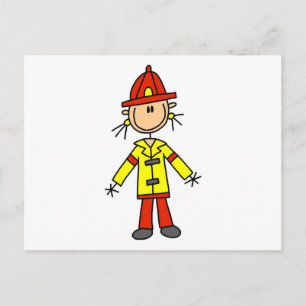 Stäbchenfigur-Feuerwehrmann-T-Shirts und Geschenke Postkarte