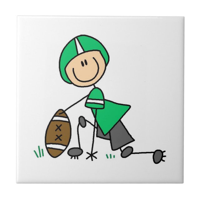 Stäbchenfigur-Fußball Grün Fliese (Vorderseite)