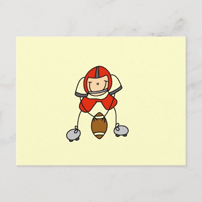 Stäbchenfigur Fußball Rot Postkarte (Vorderseite)