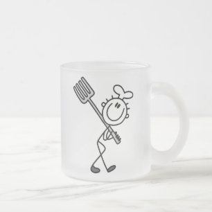 Stäbchenfigur-Koch mit Gabel Mattglastasse
