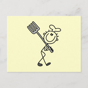 Stäbchenfigur-Koch mit Gabel Postkarte