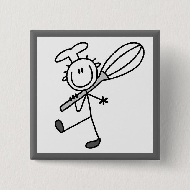 Stäbchenfigur-Koch mit Schneebesen Button (Vorderseite)