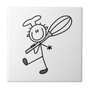 Stäbchenfigur-Koch mit Schneebesen Fliese