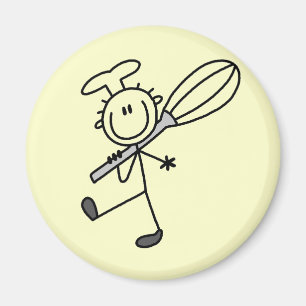 Stäbchenfigur-Koch mit Schneebesen Magnet