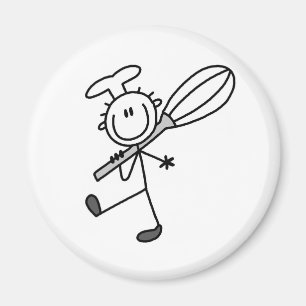Stäbchenfigur-Koch mit Schneebesen Magnet