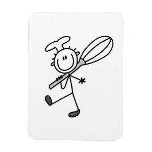 Stäbchenfigur-Koch mit Schneebesen Magnet