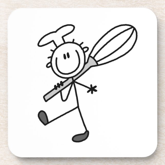 Stäbchenfigur-Koch mit Schneebesen Untersetzer (Vorderseite)