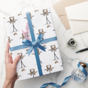 Stäbchenfigur Mädchen Mit Brille Sneaker Geschenkpapier
