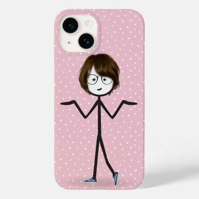 Stäbchenfigur Mädchen mit dunklen Haaren Case-Mate iPhone Hülle (Rückseite)