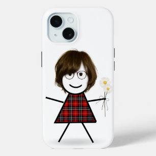 Stäbchenfigur Mädchen mit Gänseblümchen Case-Mate iPhone Hülle