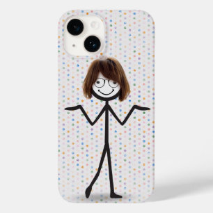 Stäbchenfigur Mädchen mit Haar und Brille Case-Mate iPhone 14 Hülle