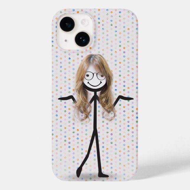 Stäbchenfigur-Mädchen mit Haar und Brille Case-Mate iPhone Hülle (Rückseite)