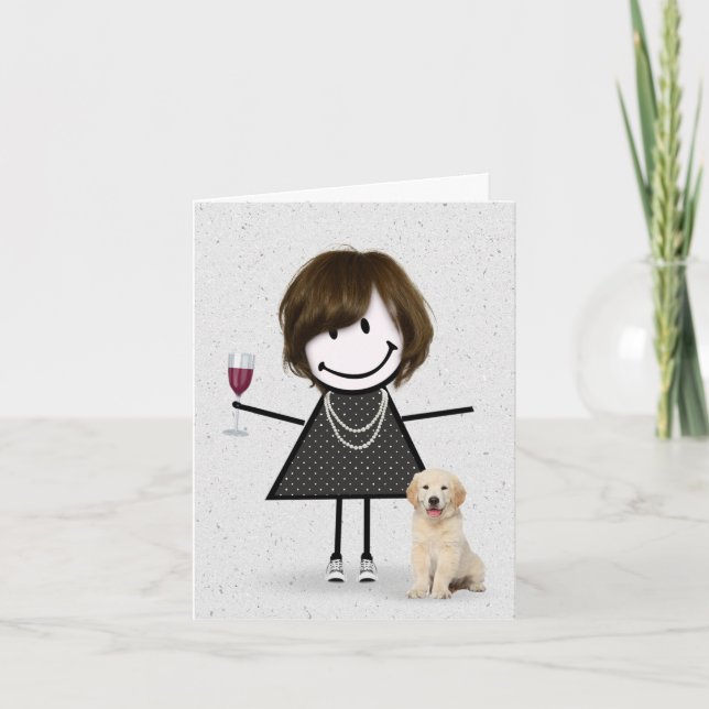 Stäbchenfigur Mädchen Notizkarte Karte (Vorderseite)
