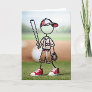 Stabfigur Baseballspieler Karte