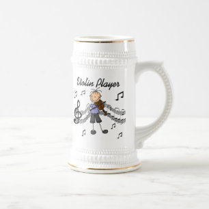 Stabfigur Mädchen Violinspieler T-Shirts und Gesch Bierglas