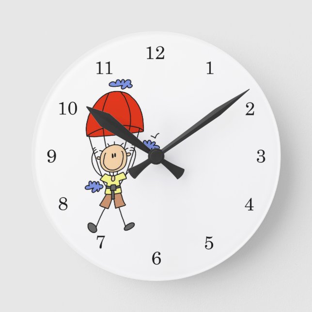 Stabhochspringen-Strichmännchen Runde Wanduhr (Vorderseite)