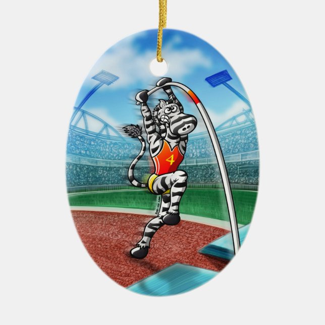 StabhochsprungZebra Keramikornament (Vorne)