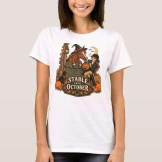 Stabil bis Oktober Lustiges Pferdeliebhaber Hallow T-Shirt