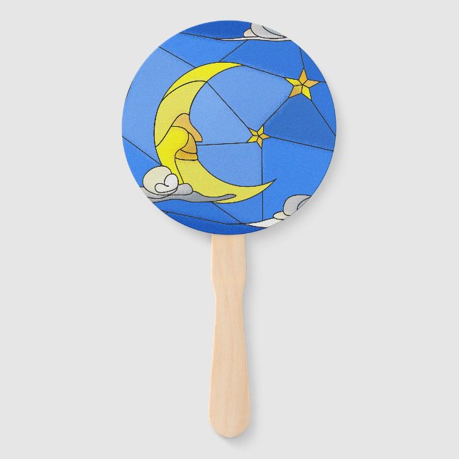 Stabiler Glasmond, Sterne und Wolkenhandlüfter Fächer (Vorderseite)