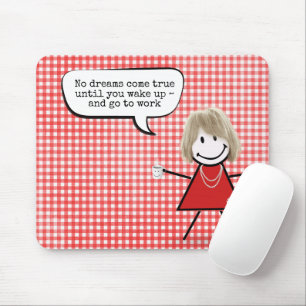 Stabmädchen mit Kaffeetasse auf Gingham Mousepad
