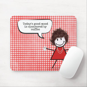 Stabmädchen mit Kaffeetasse auf Gingham Mousepad