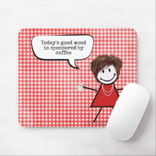 Stabmädchen mit Kaffeetasse auf Gingham Mousepad