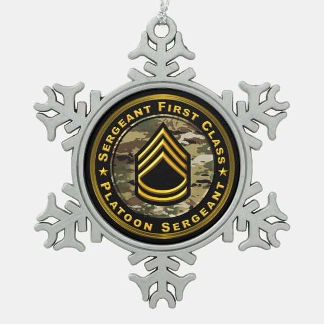 Stabsfeldwebel Zugführer Schneeflocken Zinn-Ornament (Vorderseite)