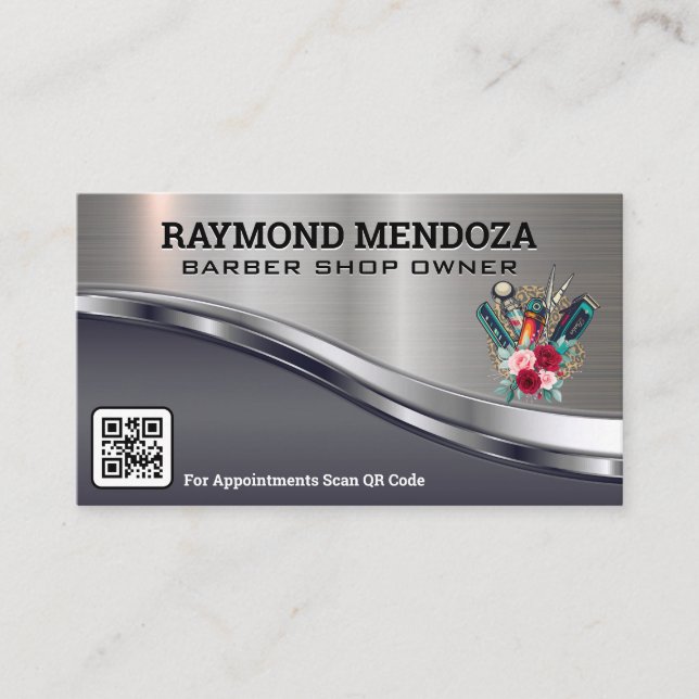 Stabstahl und Werkzeuge / Blumenlogo Visitenkarte (Vorderseite)