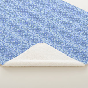 Staccato Blaue Abstrakte Weiche Pastellkunst Sherpadecke