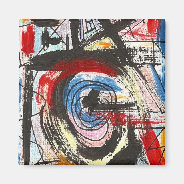 Staccato-Hand bemalt Abstrakt Art Magnet (Vorne)