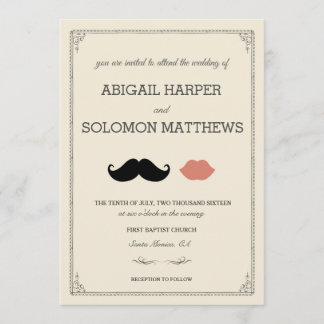stache + kiss — Schnurrbart & Lippen Hochzeitseinl Einladung