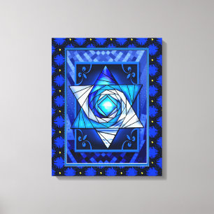 Stached Glass Magen David Quilt Leinwanddruck