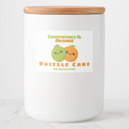 Stachelbeere und orangefarbener Tropfkuchen Lebensmitteletikett